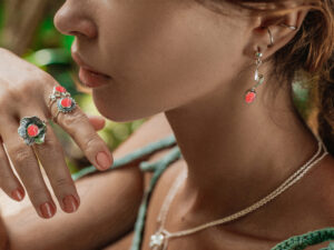 Rhodochrosite rings: